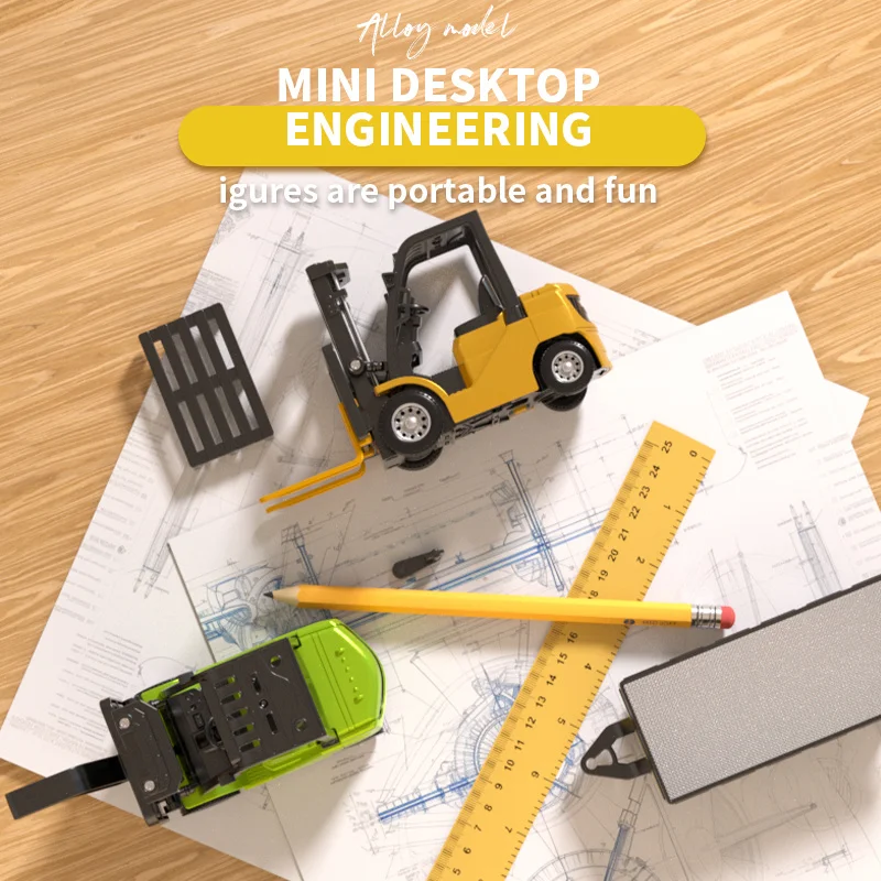 

2025 New Mini Rc Truck Forklift 1/64 Alloy Diecast With Trailer Remote Control Cars In Stock Mini Desktop Toys Cute Desktop Gift