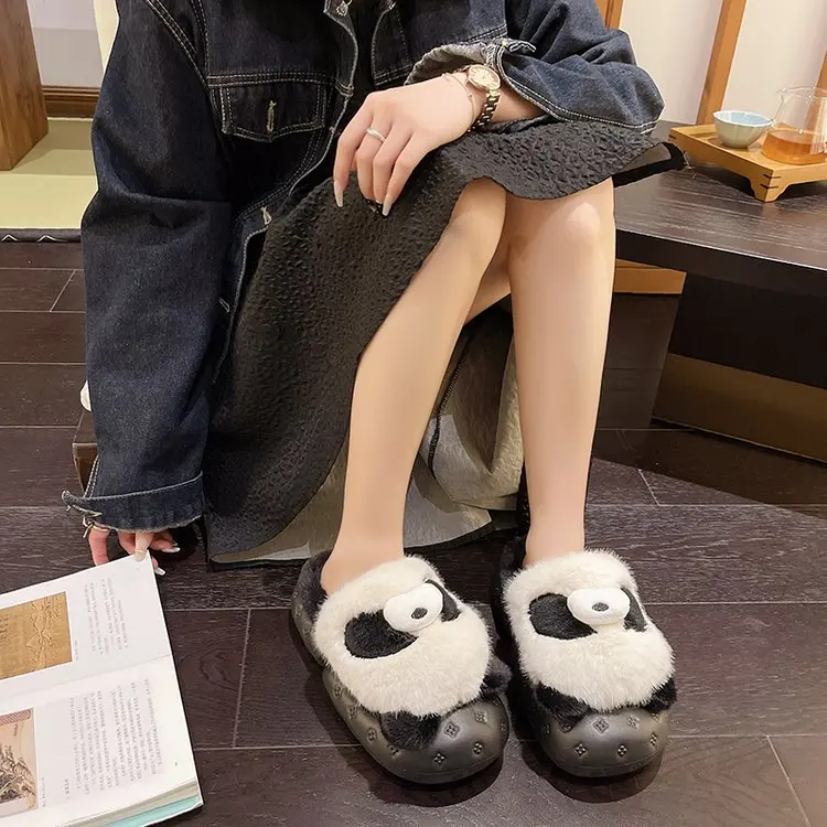 real pictures 2023 Winter Warm Slippers Boy and Girls Indoor Non-slip Cotton Shoes Animal Cartoon Slides Cotton Slippers