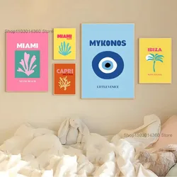 1pc Mykonos Ibiza Miami Bondi Amalfi St.tropez Colourful Poster Stickers Art Wall Murals Decor Game Room Decor Gifts Kawaii HD