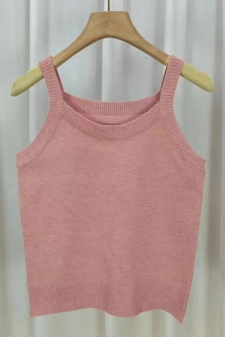 Basic Sleeveless Knit Top for Women Solid Soft Sweater Vest Office Lady Elegant Summer Outfit