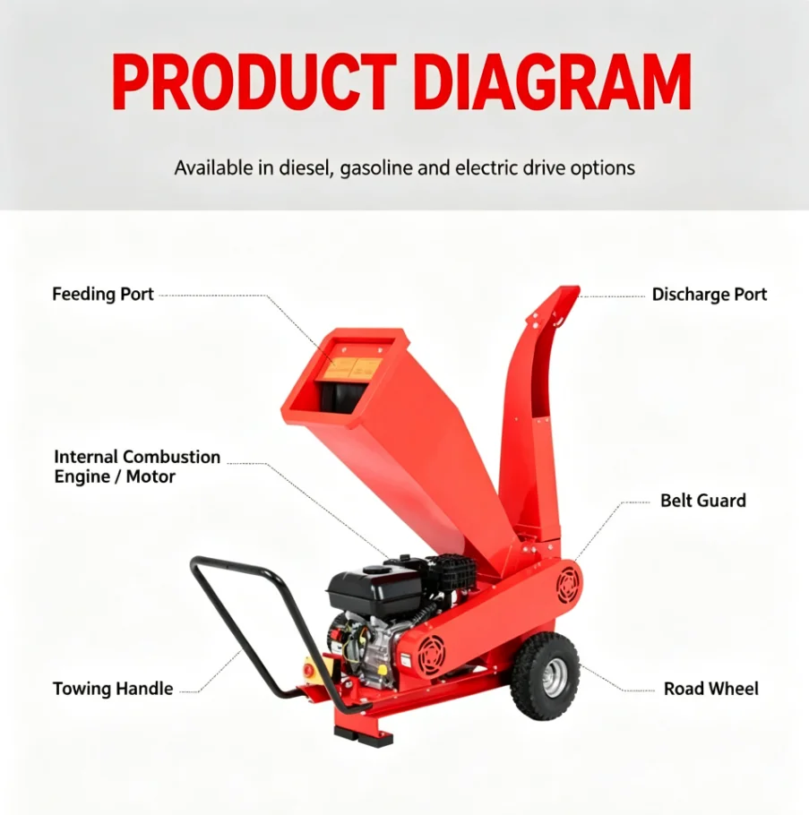 Garden Orchard Tree Branch Shredder Machine Biomass Wood Chipper Wholesale Supplier Direct