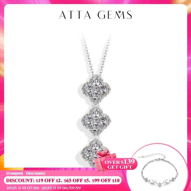 

ATTAGEMS 2025 Necklaces for Women Full D Color Moissanite 925 Sterling Silver Pendant Classic Engagement Wedding Fine Jewelry