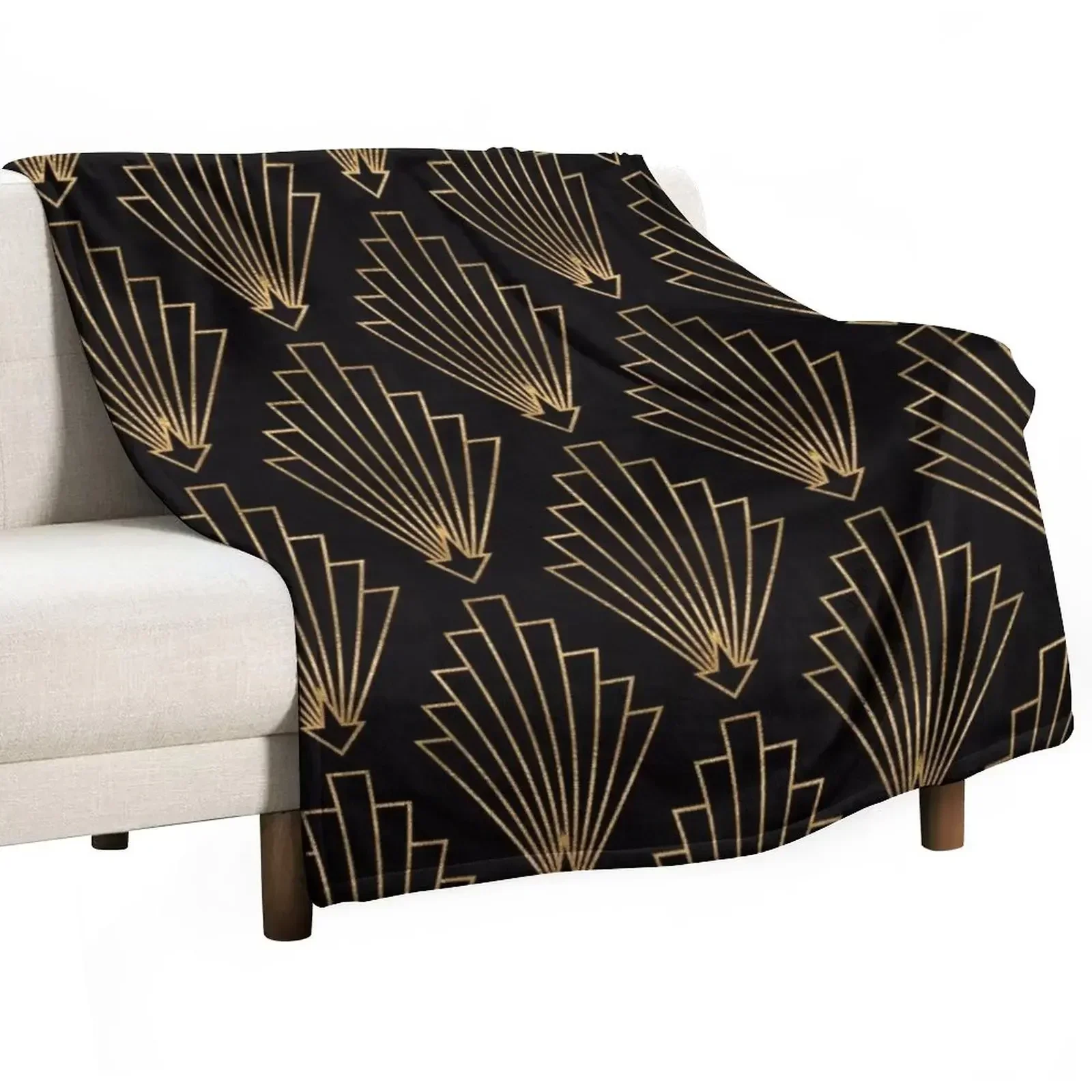 Gatsby deco - origami fans vol 2, black and gold Throw Blanket christmas gifts Picnic Furrys Blankets