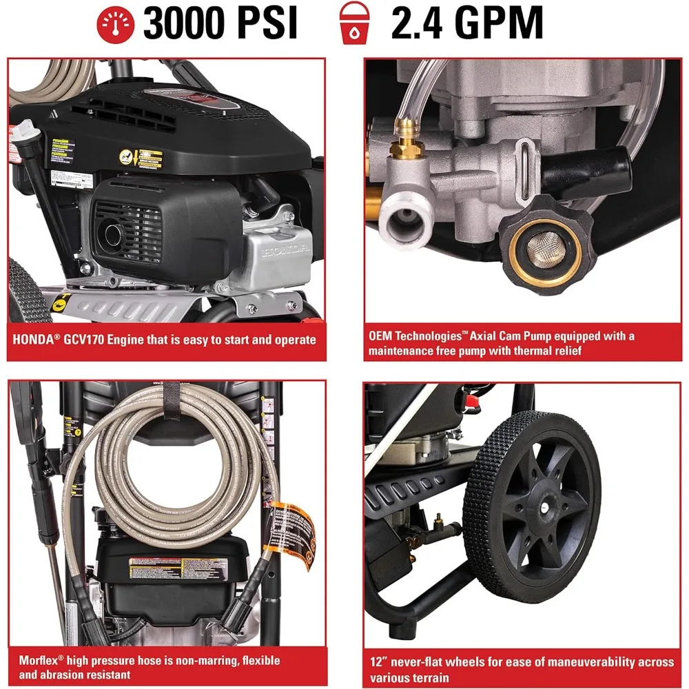 Cleaning MS60805(-S) MegaShot 3000 PSI Gas Pressure Washer, 2.4 GPM, Honda GCV170 Engine, Includes 15