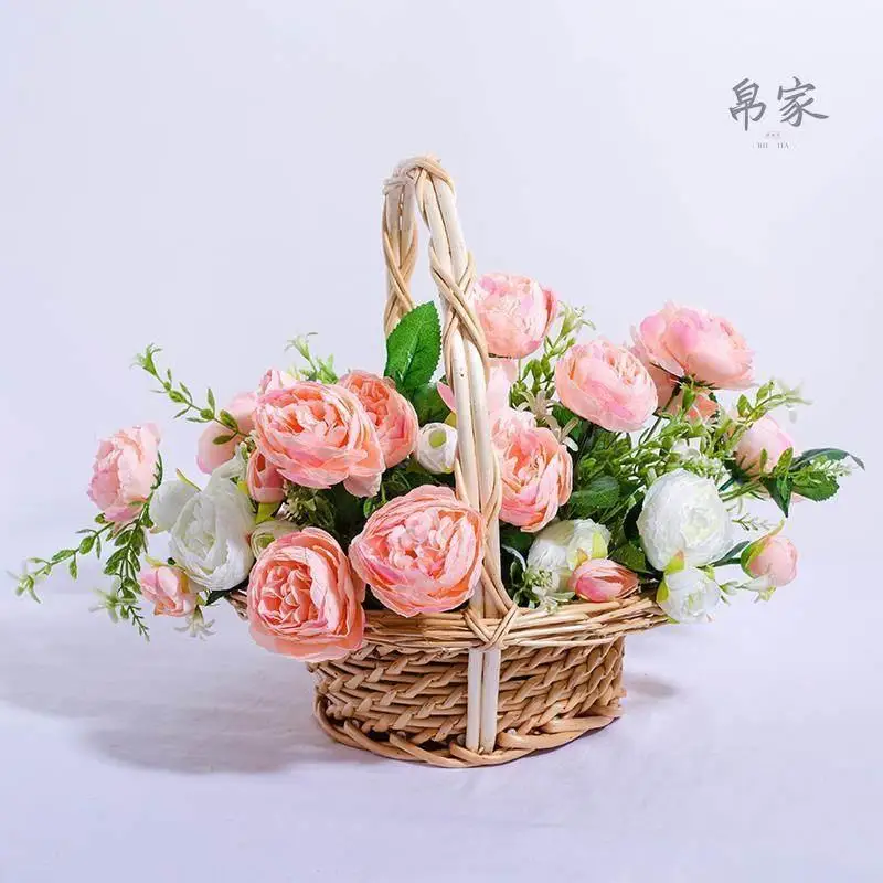 

Handheld Willow Woven Flower Basket Dance Props Fre Flower Basket Wedding Small Basket Living Room Flower Arrangement Basket
