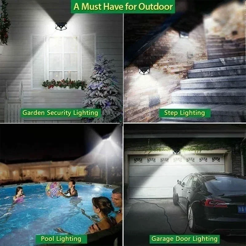 1/2/4Pcs 100 LED Solar Wall Lights Outdoor Solar Lamp Motion Sensor Solar Powered Sunlight Street Light for Garden Night Light