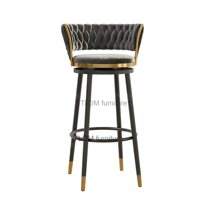 Nordic Luxury Bar Chairs Luxury Rotating Home Kitchen High Stool Designer Restaurant High Back Chair Modern Bar Furniture A B