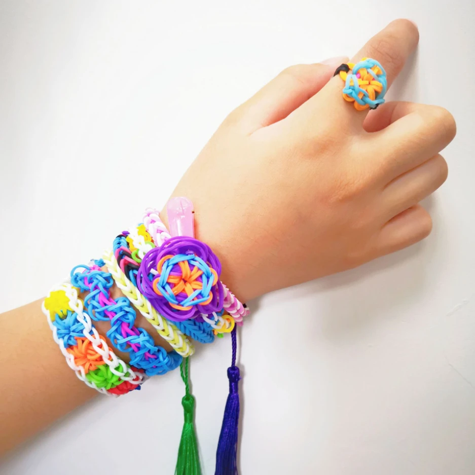 مجموعة أدوات سوار قوس قزح DIY، أربطة مطاطية للسوار، مجموعة ألعاب يدوية لسوار الصداقة DIY للفتيات #5