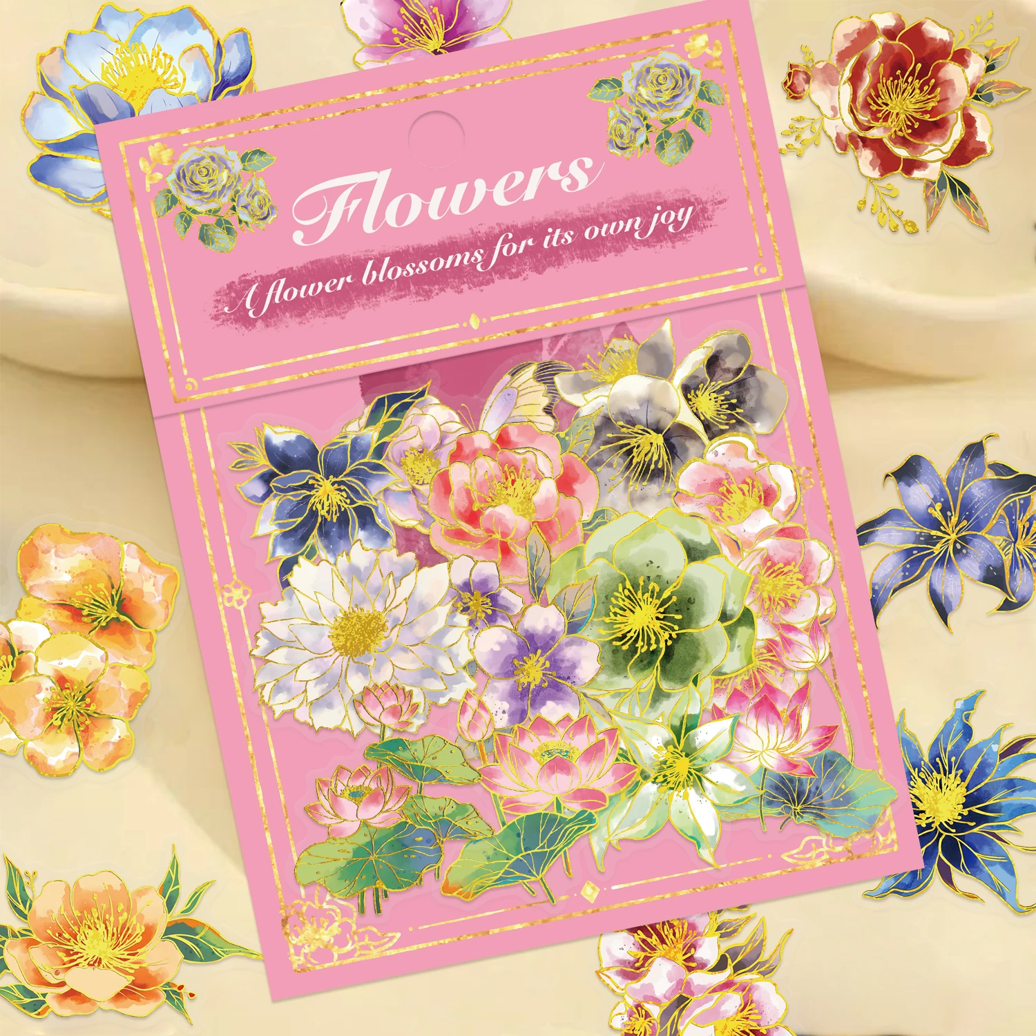 สติกเกอร์ลายดอกไม้สีทอง 50 ชิ้น สติกเกอร์ตกแต่งลายดอกไม้หรูหรา โปร่งใส กันน้ำ สำหรับแล็ปท็อป โทรศัพท์มือถือ และกระเป๋าเดินทาง