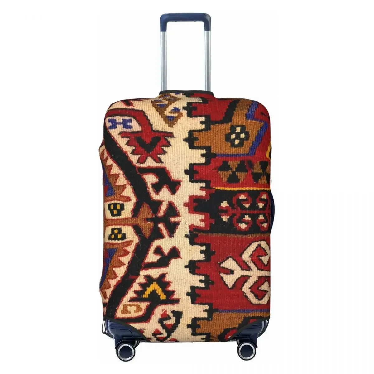 

Custom Retro Boho Turkish Kilim Navaho Weave Woven Textile Luggage Cover Protector Dust Proof Travel Suitcase Covers