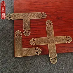 Antique pure copper printed copper corner sheet door decoration corner edge Chinese cabinet door copper corner