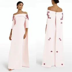 Customized Prom Gown Dearin Off-the-shoulder Column Floor Length Skirts Applique Flower Bespoke Occasion Dresses Saudi Arabia Ev