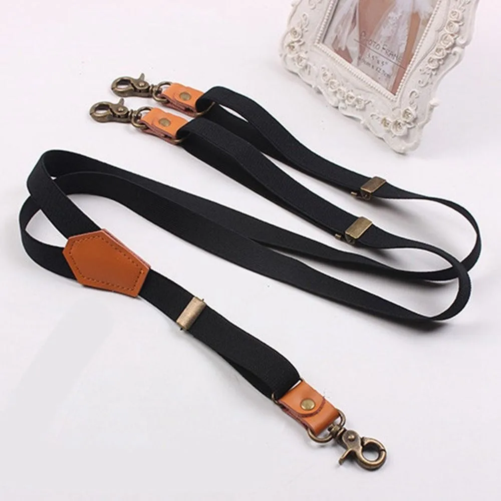 For Women Performance Solid Color 3 Hooks Strap Clip Suspenders Clips Hanging Pants Clip Tie Suspenders Adjustable Braces