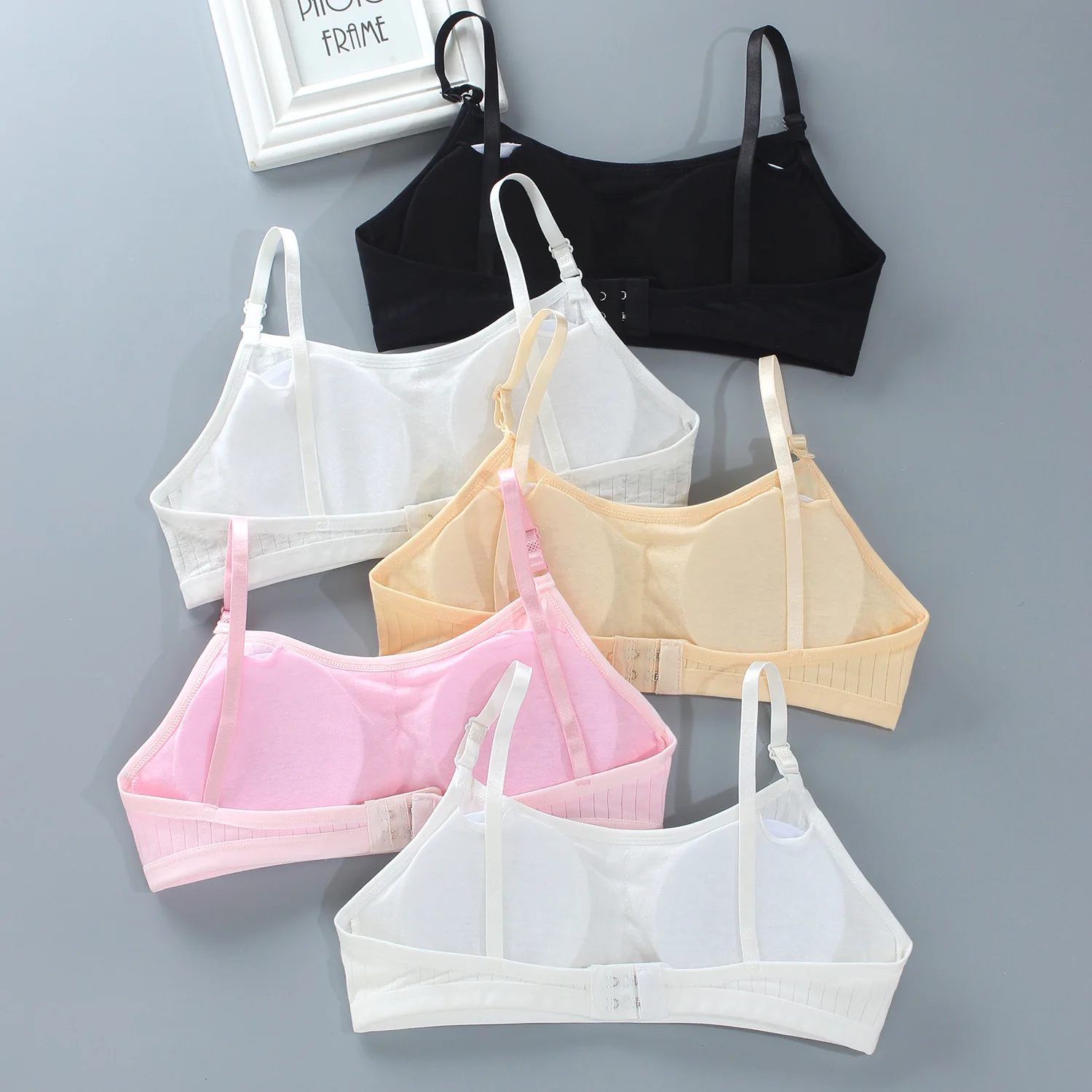 4pcs/Lot Teenage Girls Training Bras Seamless Middle High School Students Vest Bra Kids Children Back Buckle Bra Teens Underwear