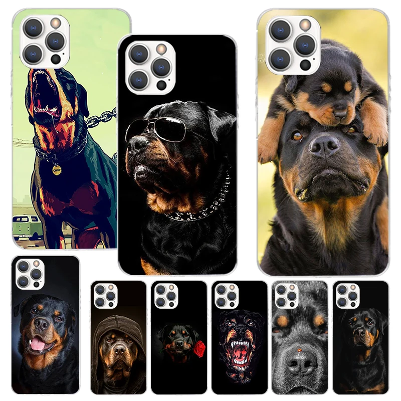 Rottweiler Dog Print Soft Case for iPhone 16 15 14 13 12 11 Pro Max Art Phone Shell XS XR X SE 7 Plus 8 Pattern Cover for iPhone