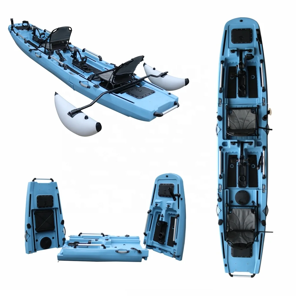 Person Modular Fishing Kayak Three Section Pedal Drive 14.5 Ft 2 2 Seat Folding Kayak 3 Years Canoe Kayak For 2 People