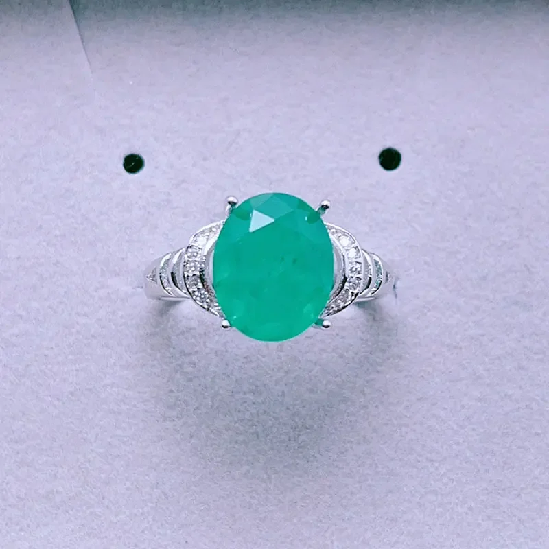 Luxury Silver Emerald Color Crystal Ring with 3 Layers 18K Gold Plated 8mm*10mm Lab Created Crystal Ring Woman Birthday Gift