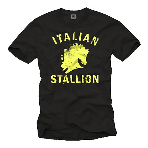 

RUDE HORSE MENS T SHIRT WITH ITALIAN STALLION - SHORT SLEEVE TEE High Quality 100%Cotton Short Sleeve