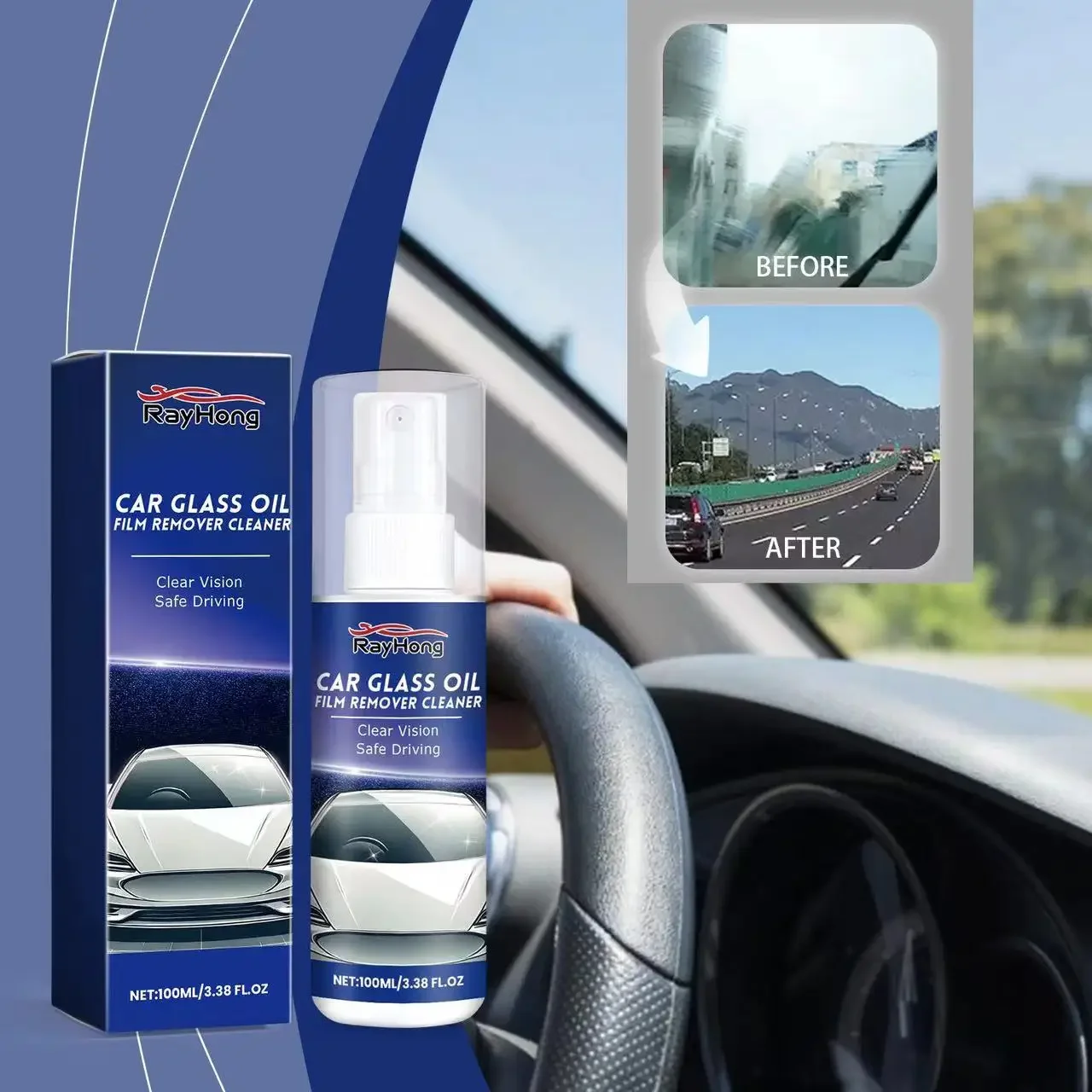 Car windshield oil film anti-rain and anti-fog maintenance cleaner