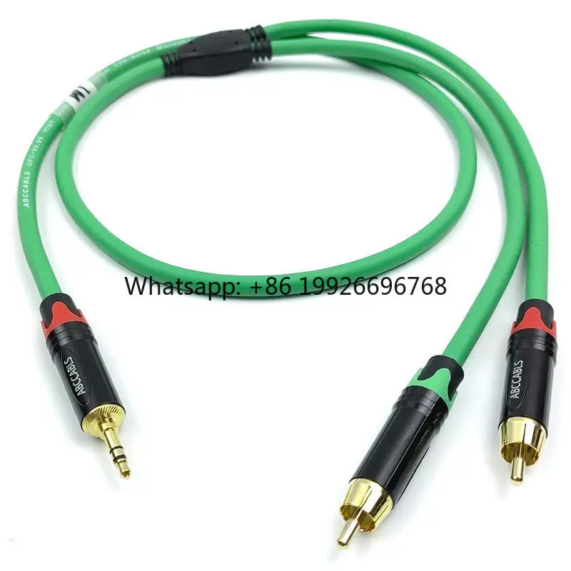 3.5mm Dual Lotus One-to-Two RCA Stereo Audio Cable,  for Speaker Combinations, Computers, Phones, Type C Audio Microphones