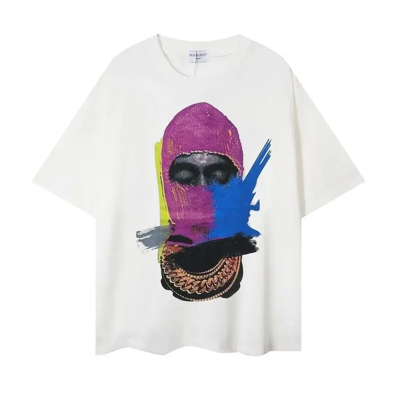 

Men's T-shirt 2025 Men's T-shirt Letter Masked Men's Print Casual Short Sleeve Cotton Loose Comfortable Short Sleeve Top