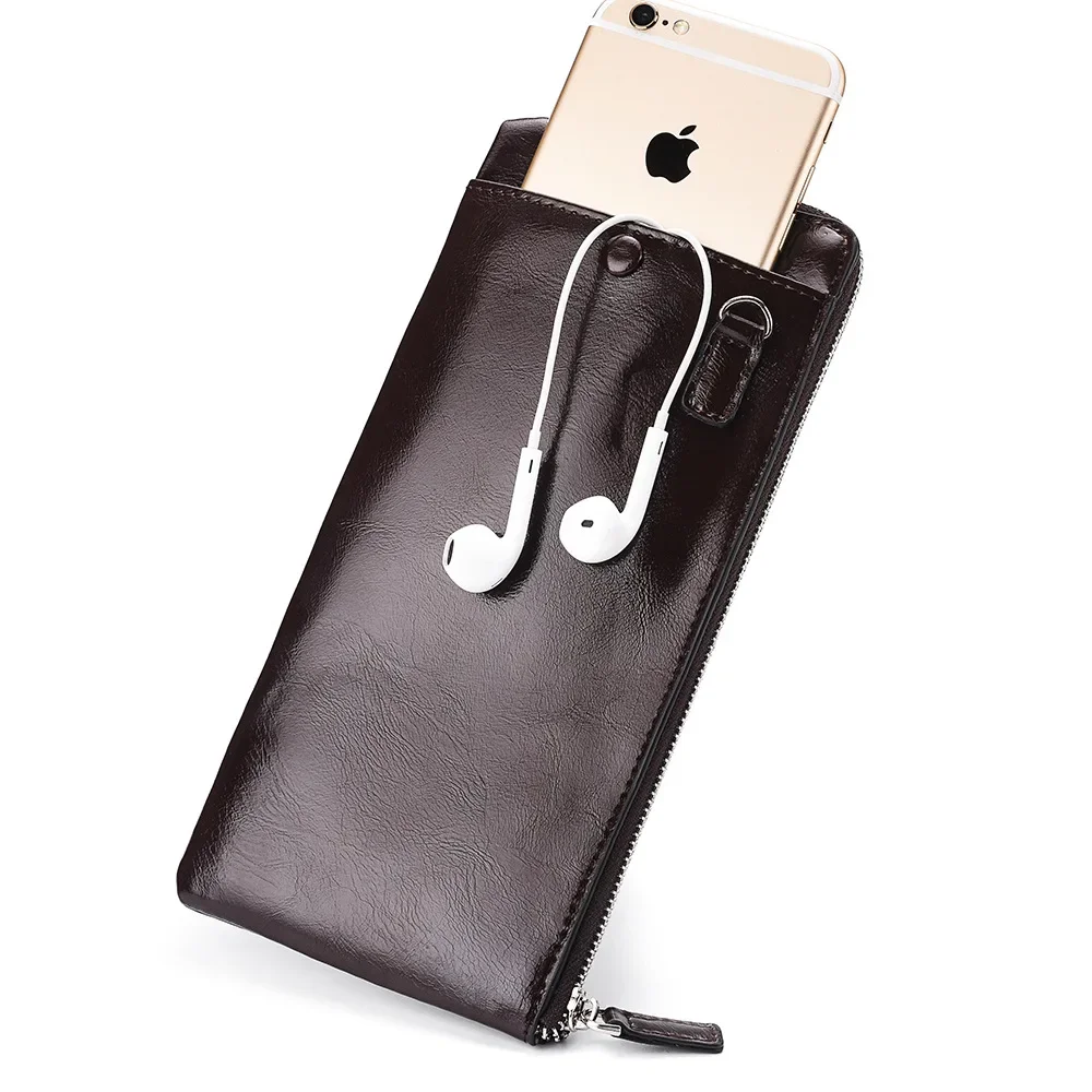 New Fashionable Wallet Fashionable Youth Zipper Men's Phone Bag Ultra-thin Leather Wallet Coinpurse Multifunctional Card Bag