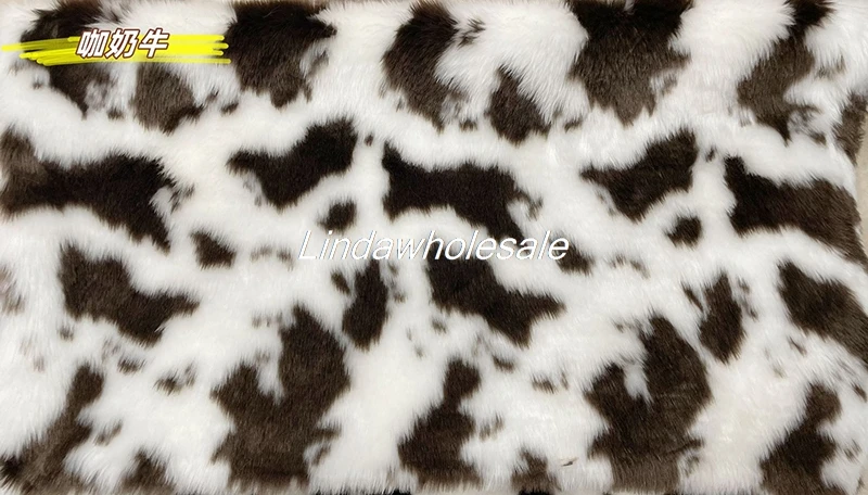 Nuovo tessuto in pelliccia sintetica con motivo mucca a pois cervo, tessuto in peluche imitazione coniglio, abbigliamento, scarpe, cuscini del sedile, materiale giocattolo per bagagli