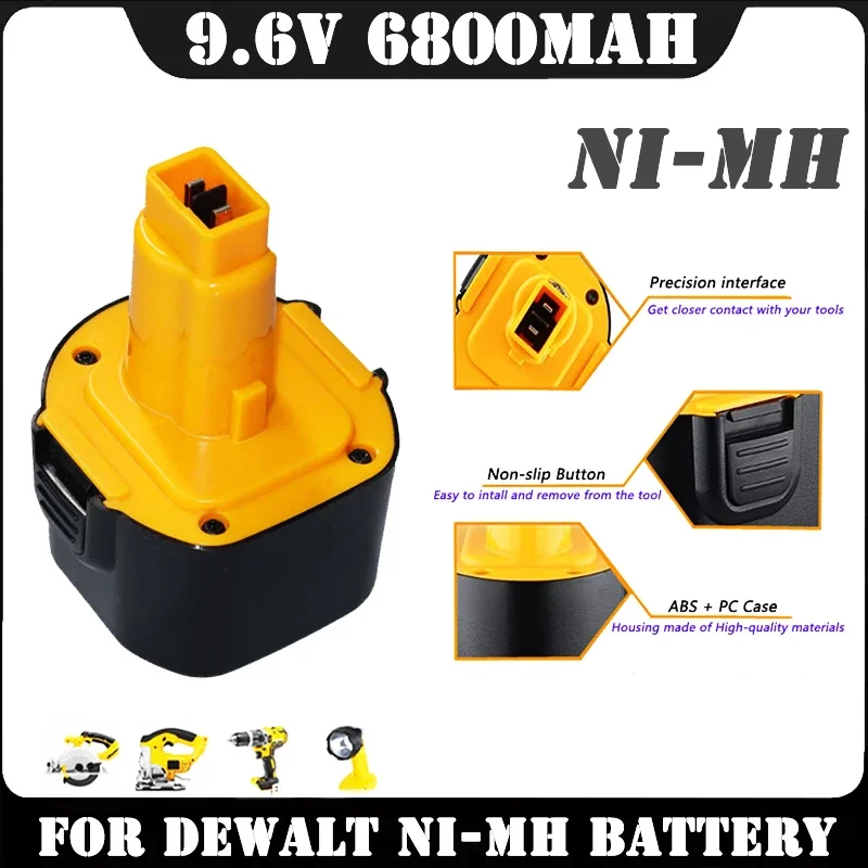 

NEW 9.6V 4800mAh Ni-MH Replacement Battery Compatible for Dewalt with DE9062 DW9061 DW9062 DE9036 DW911 DW921 DW9614 DW050