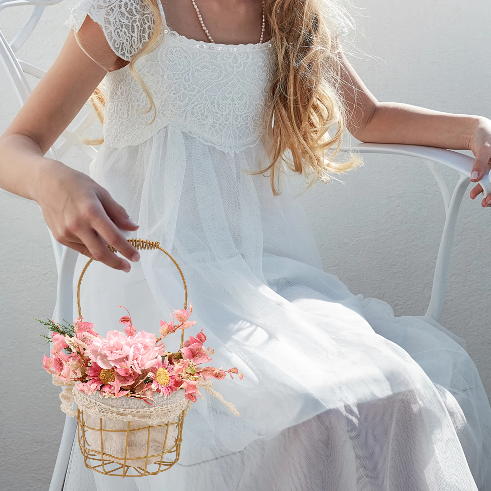 

H held Flower Basket Iron Storage Baskets Decorative Hanging Small Oval Size Home Party Favor Gift Kitchenware Storage Container