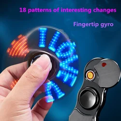 Hand Spinner USB Electric Lighter 7 LED Strips Fidget Spinner Plasma Arc Lighters Metal Windproof Tungsten Turbo Pulsed Lighter