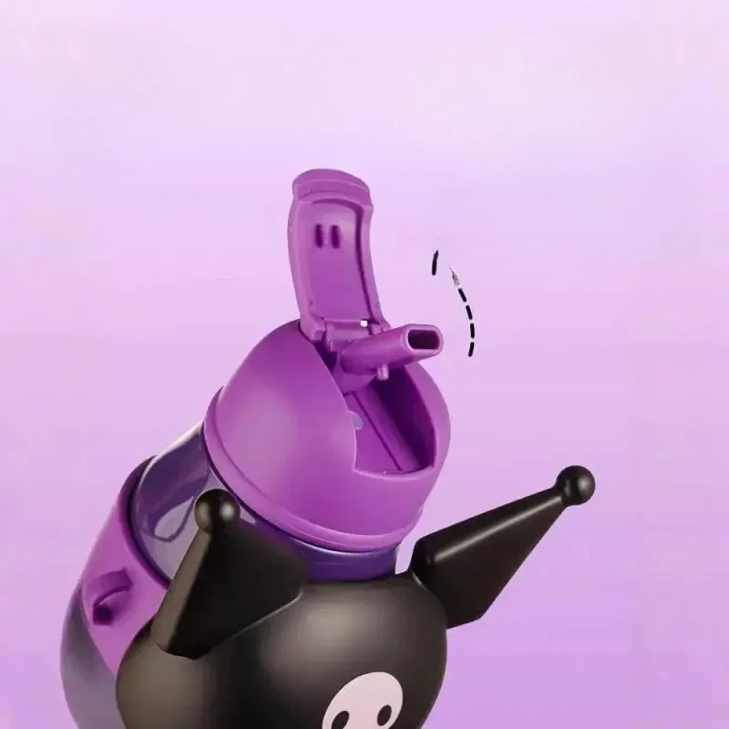 سانريو ميلودي كورومي سينامورول هالو كيتي 650 مللي كوب قارورة عازلة سعة كبيرة للأطفال لطيف ومحمول كوب بقشة هدية