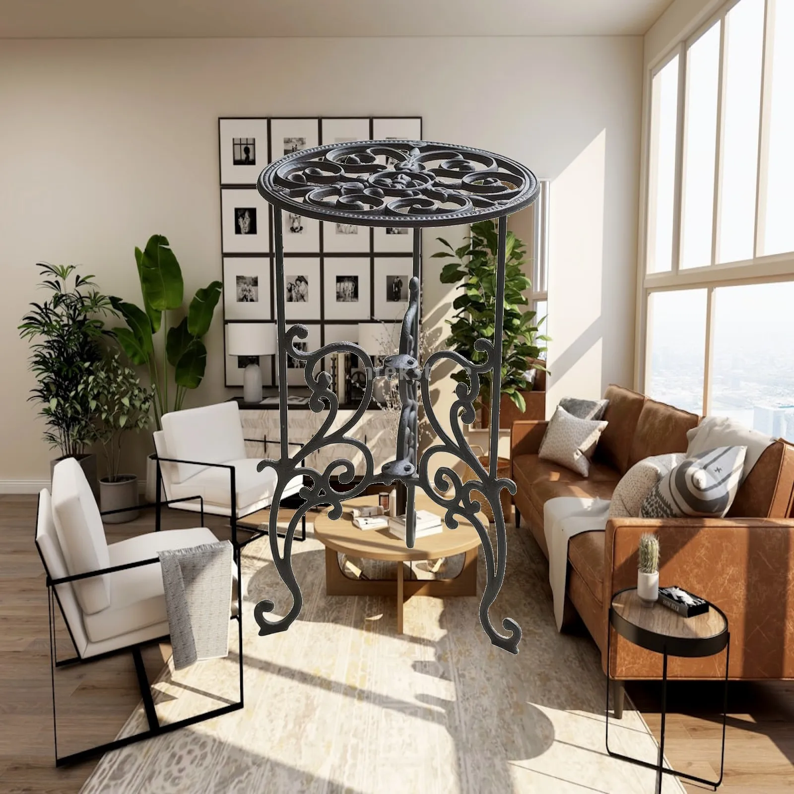 support-de-plante-industriel-decoratif-pour-plantes-en-pot-d'interieur-avec-pieds-courbes-elegants-et-base-stable