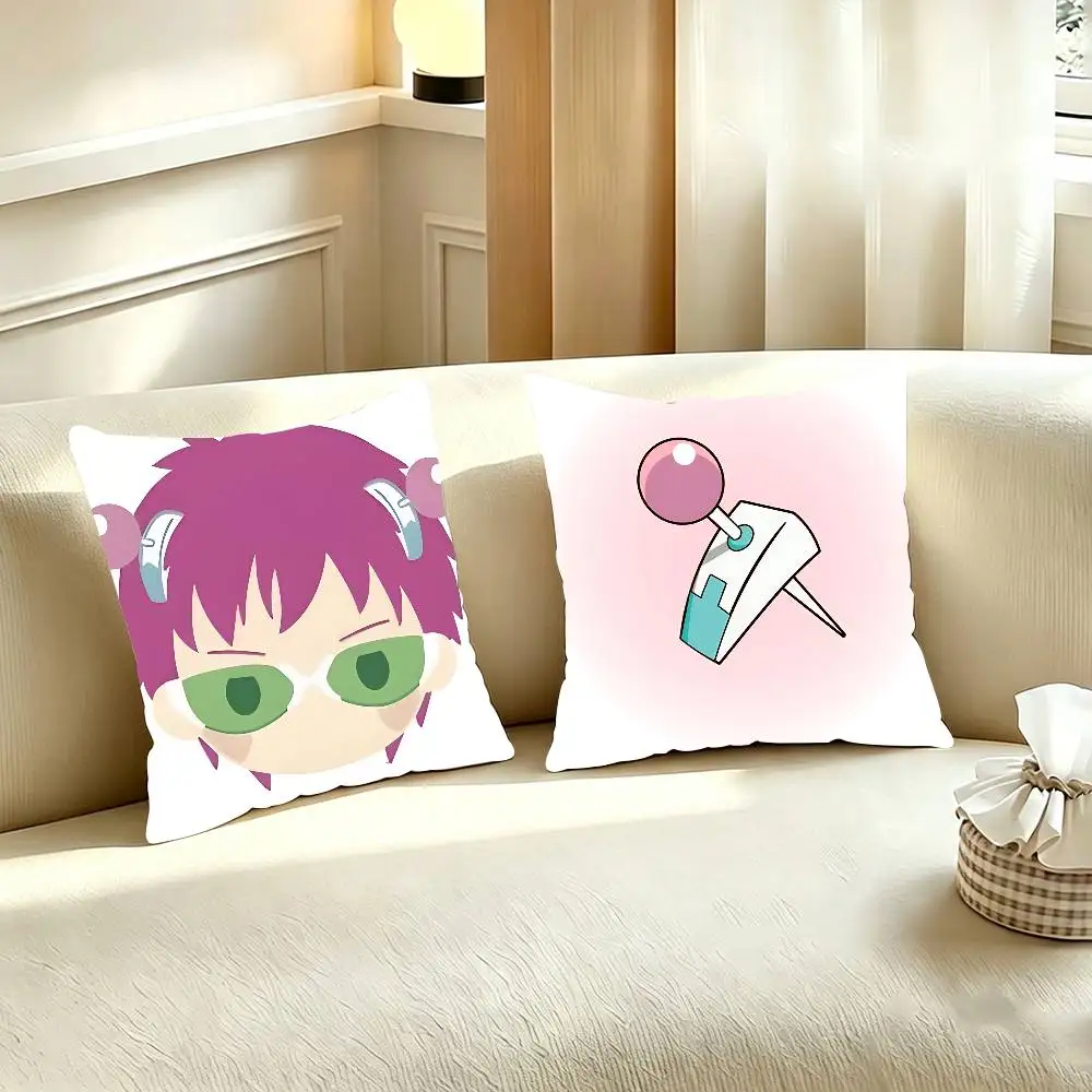 S-Saiki K D-Disastrous L-Life Polyester Printed Pillow Cover Square 30 35 40 45 50 55 cm Soft for Sofa Bed Car Home Decor