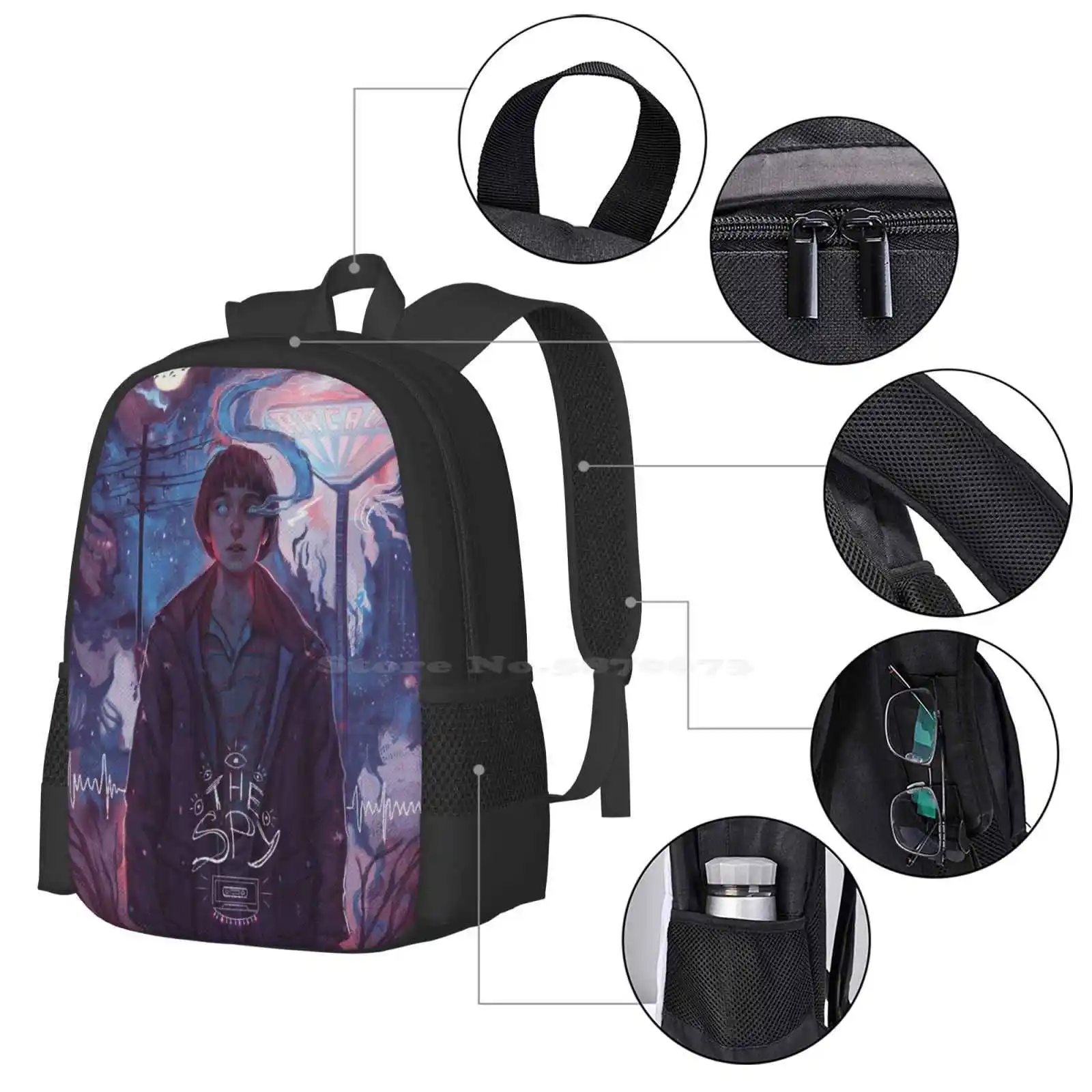 Mochila escolar para estudiantes, bolsa de viaje para ordenador portátil, Will Byers Tv