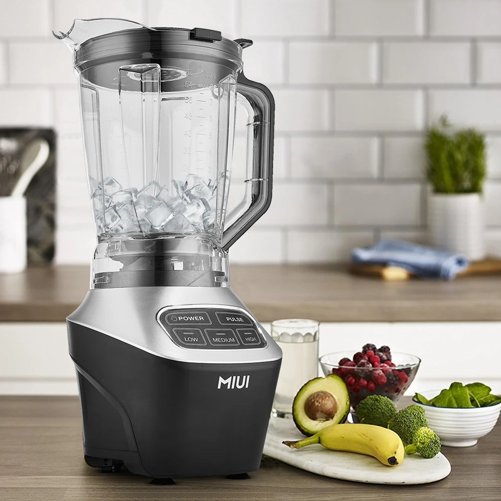 MIUI Kitchen Food Grinder Blender Smoothie Juicer Large Capacity Home Cooking Machine Mixer with Pulse Mode BPA Free Anti-Slip