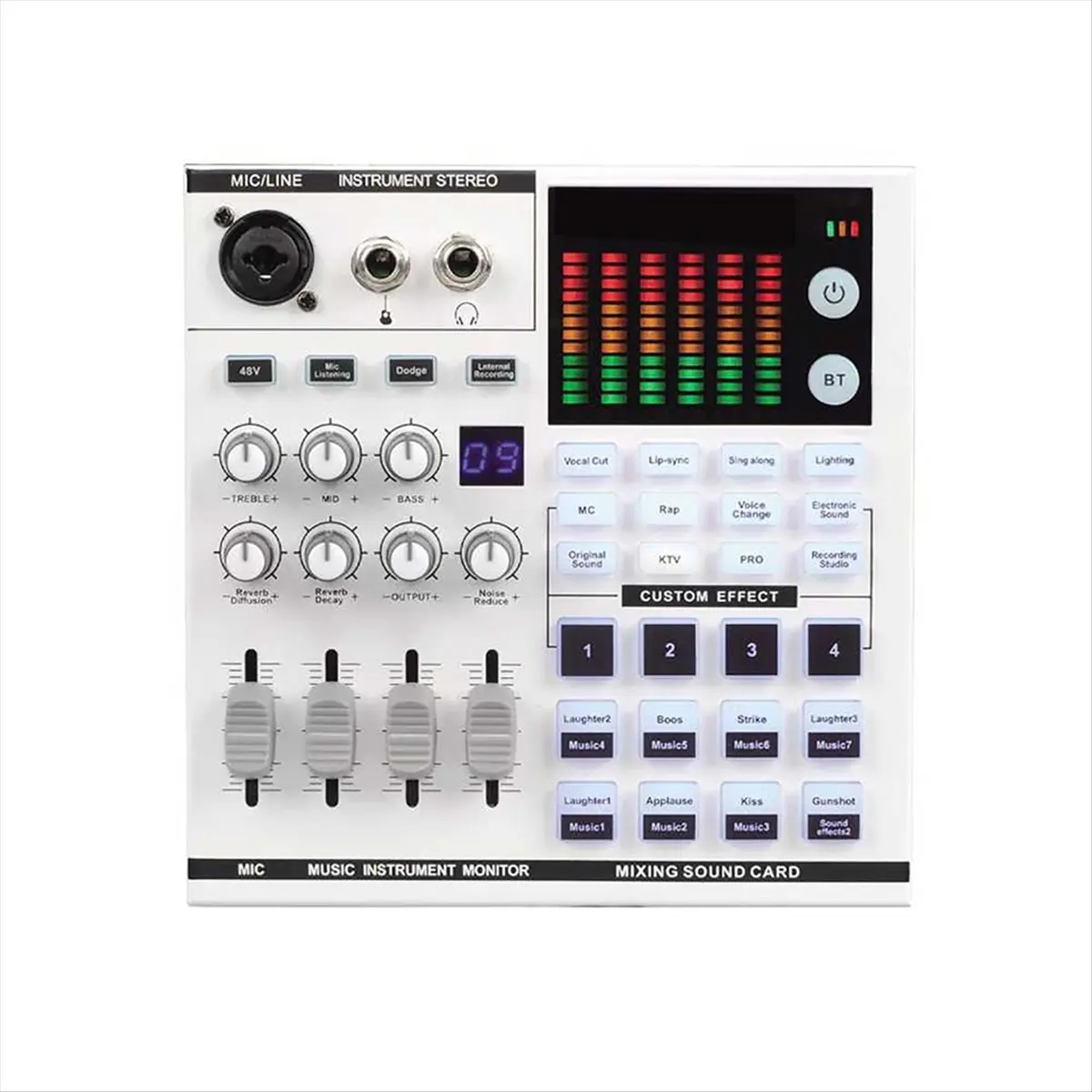 A99X SN800 Live Sound Card Voice Changer Audio Mixer for Broadcast Recording KTV Music Audio Multifunctional Live Sound Card