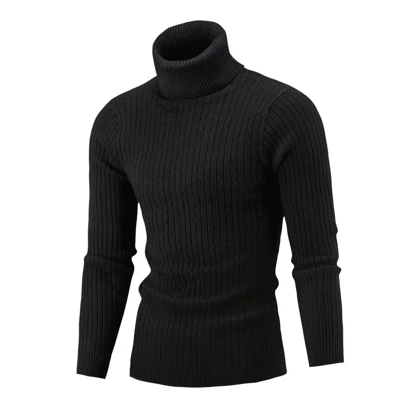 Men Autumn Winter Solid Color Knitted Sweaters Keep Warm Men Jumper Men's Bottoming Shirt Clothes Warm Turtleneck Sweater MY747