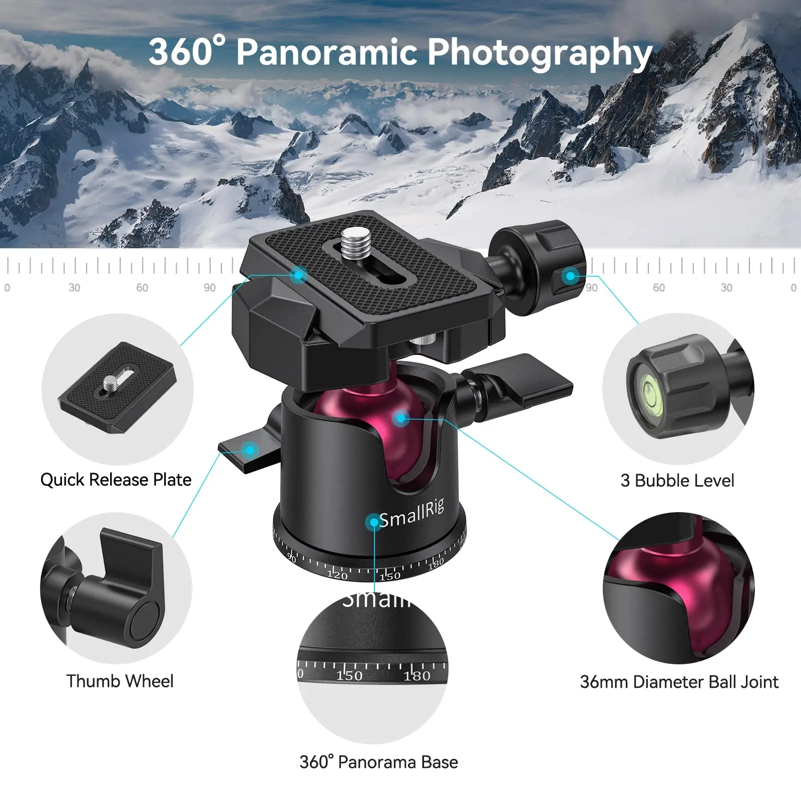 SmallRig 2664 Universal Tabletop Mini Tripod with Panoramic Ball Head For Compact DSLRs/Mirrorless Cameras/Smartphones Tripod