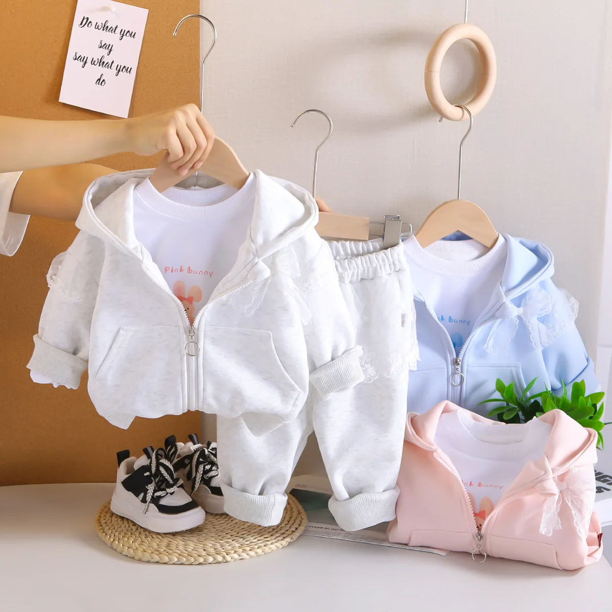 2025 Spring Autumn Winter Clothing Girls' Western Style Set New Children's Fashion Outerwear Bow Lace Three Piece Set