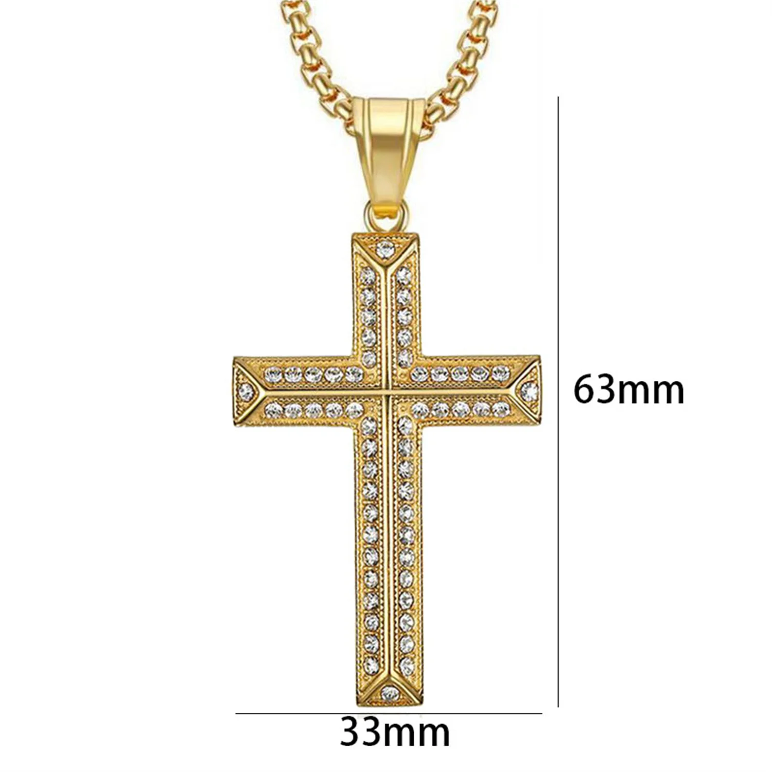 Iced Out Jesus Christ Cross Pendant Dropshipping Gold Color Stainless Steel Christian Amulet Necklace for Men Hip Hop Jewelry