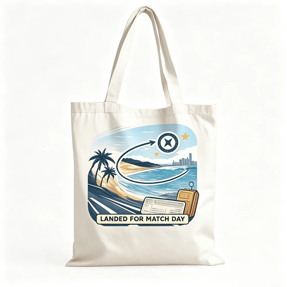 Personalized Coastal Soccer Tote Bag Durable Canvas Soccer Travel Souvenir Football Fan Gift City Skyline Aesthetic Shopping Bag