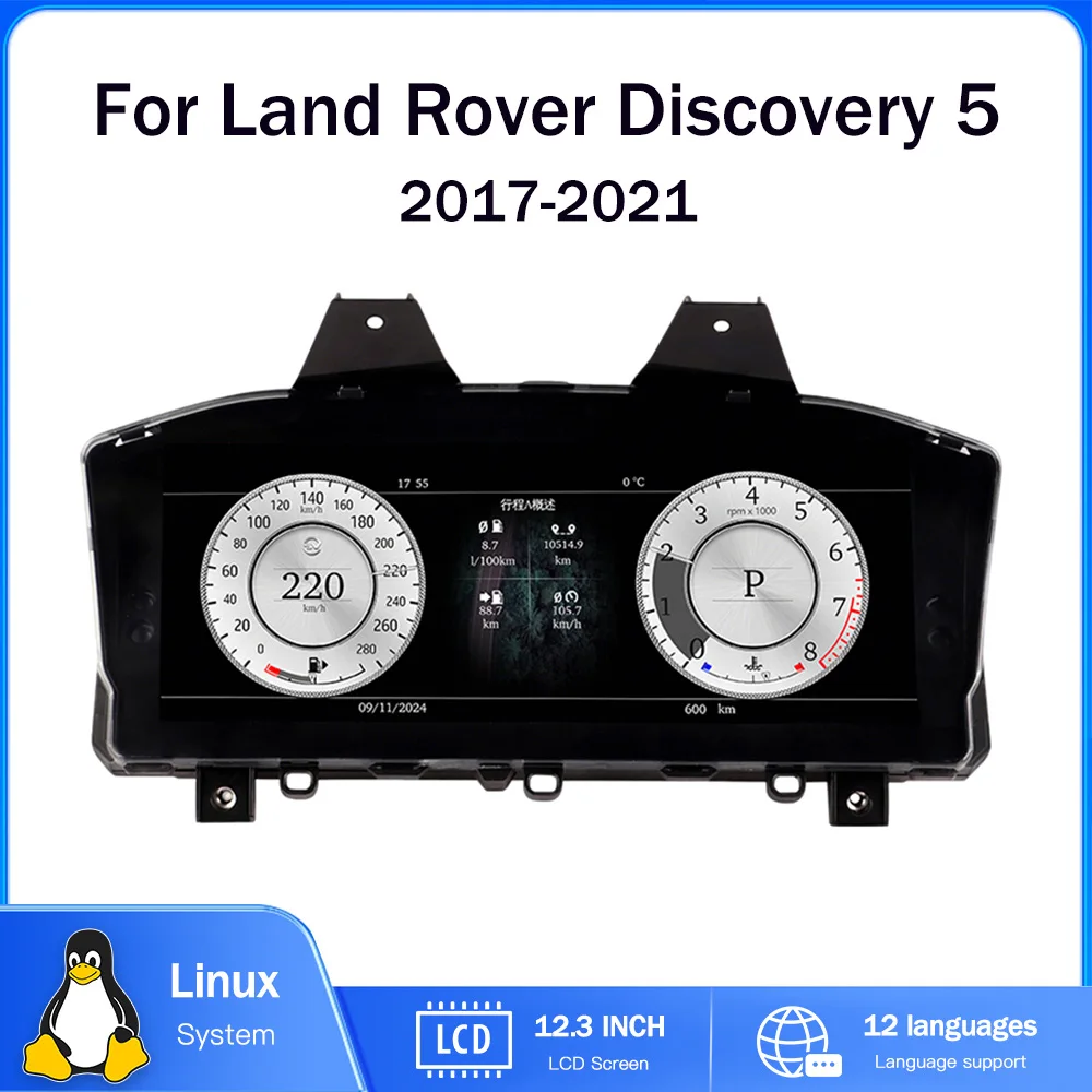 For Rover Land Rover Discovery 5 2017-2021 Dashboard Cluster Screen Digital Speedometer LCD Instrument Panel 4+3 Colour UI