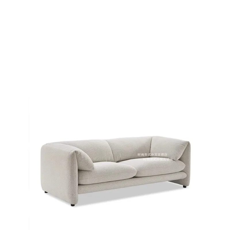 Nordic jagnięca pluszowa tkanina trzyosobowa sofa w prostym rzędzie, minimalistyczna sofa do mały salon ucha słonia