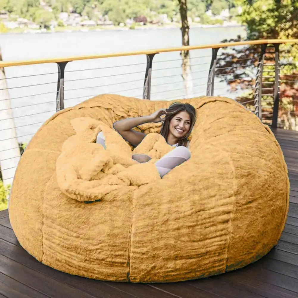 Practical Bean Bag Chair Cushion Easy to Change Sofa Bean Bag Comfortable Dust-proof Durable Bean Bag Lazy Sofa Bed Cover