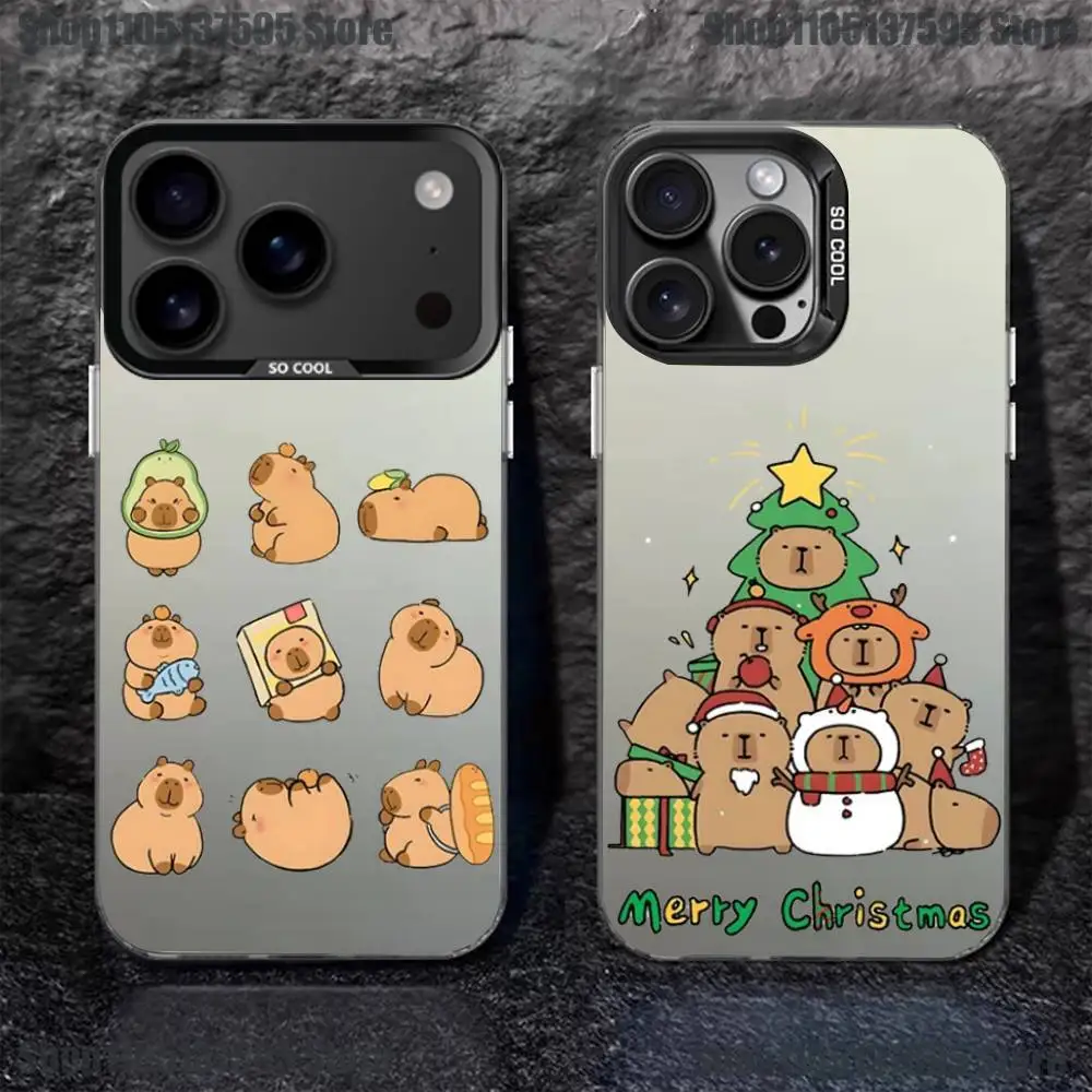 

Funny Cartoon cute capybara Phone Case For iPhone 16,15,14,13,12,11,Pro,XS,Max,Plus,Mini,SE4,E Black Matte Shockproof Cover