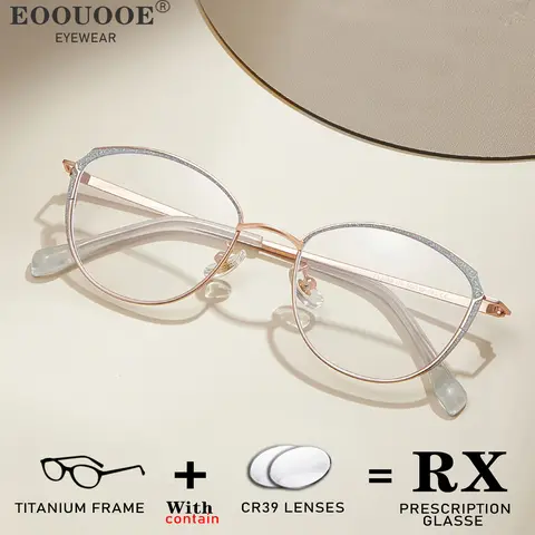 Fashion Shiny Splash Design Prescription Glasses Clear Myopia Hyperopia Customized Progressive Recipe Lenses Eyeglasses Ocular