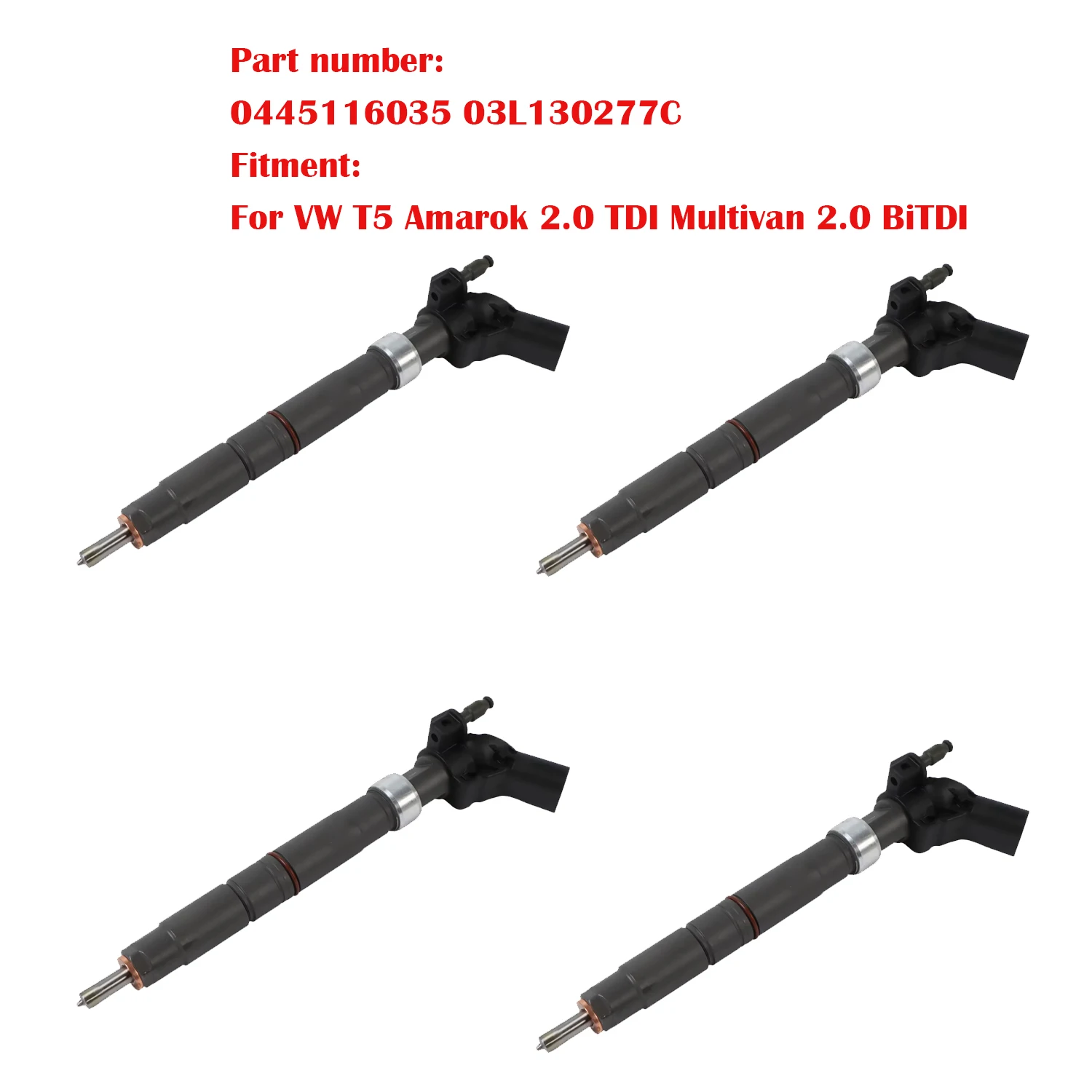 

4pcs Fuel Injector 0445116035 0445116034 For VW T5 Amarok 2.0 TDI Multivan 2.0 BiTDI 4motion Car Accessories