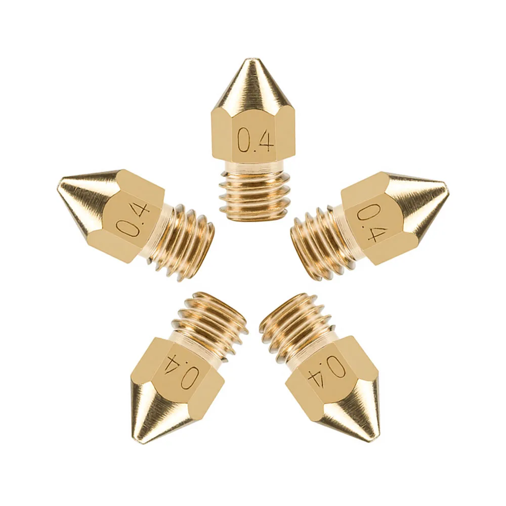 5Pcs 3D Printer Brass Copper Nozzle Mixed Sizes 0.2/0.3/0.4/0.5mm Extruder Print Head For 1.75MM MK8 Makerbot CR10 CR10S Ender 3