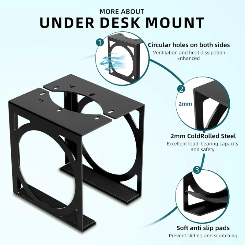 Metal Under Desk Game Console Organizers Storage Holder Stand Suitable For XBOS SERIES S/X Consoles Space Saving Mount