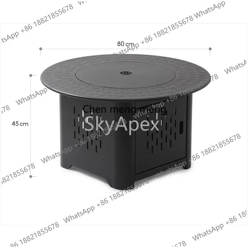 A55 Round  Stove  Side  Tea Table - Multifunctional Charcoal BBQ & Heating  Stove Heavy Duty Rustproof for Home Patio Indoor Out
